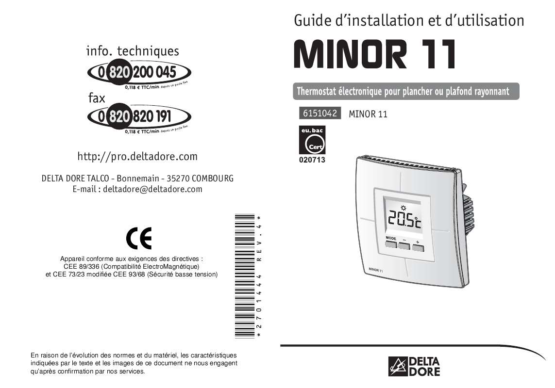 Delta Dore Minor 12 Mode D Emploi